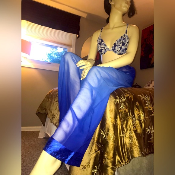 Sheer & Sexy Beach Coverup Pants in Blue. One Size - Picture 1 of 4